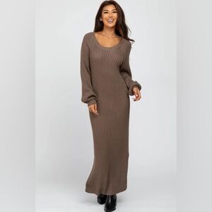 ‼️Cotton Elegant Long Sleeve Knit Dress in Brown